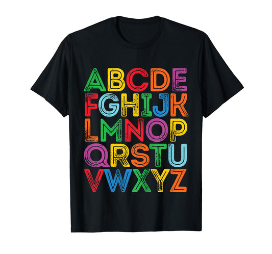 ABCs Shirt Alphabet Colorful Letters Reading Kids Boys Girls T-Shirt