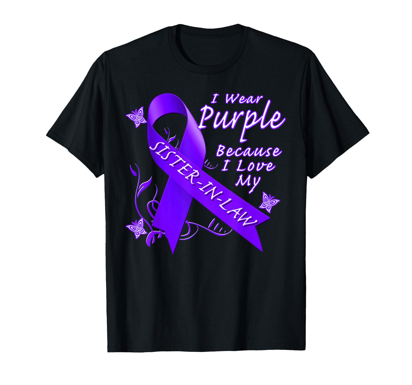 Alzheimer's Awareness Sister In Law T-Shirt Purple Ribbon
