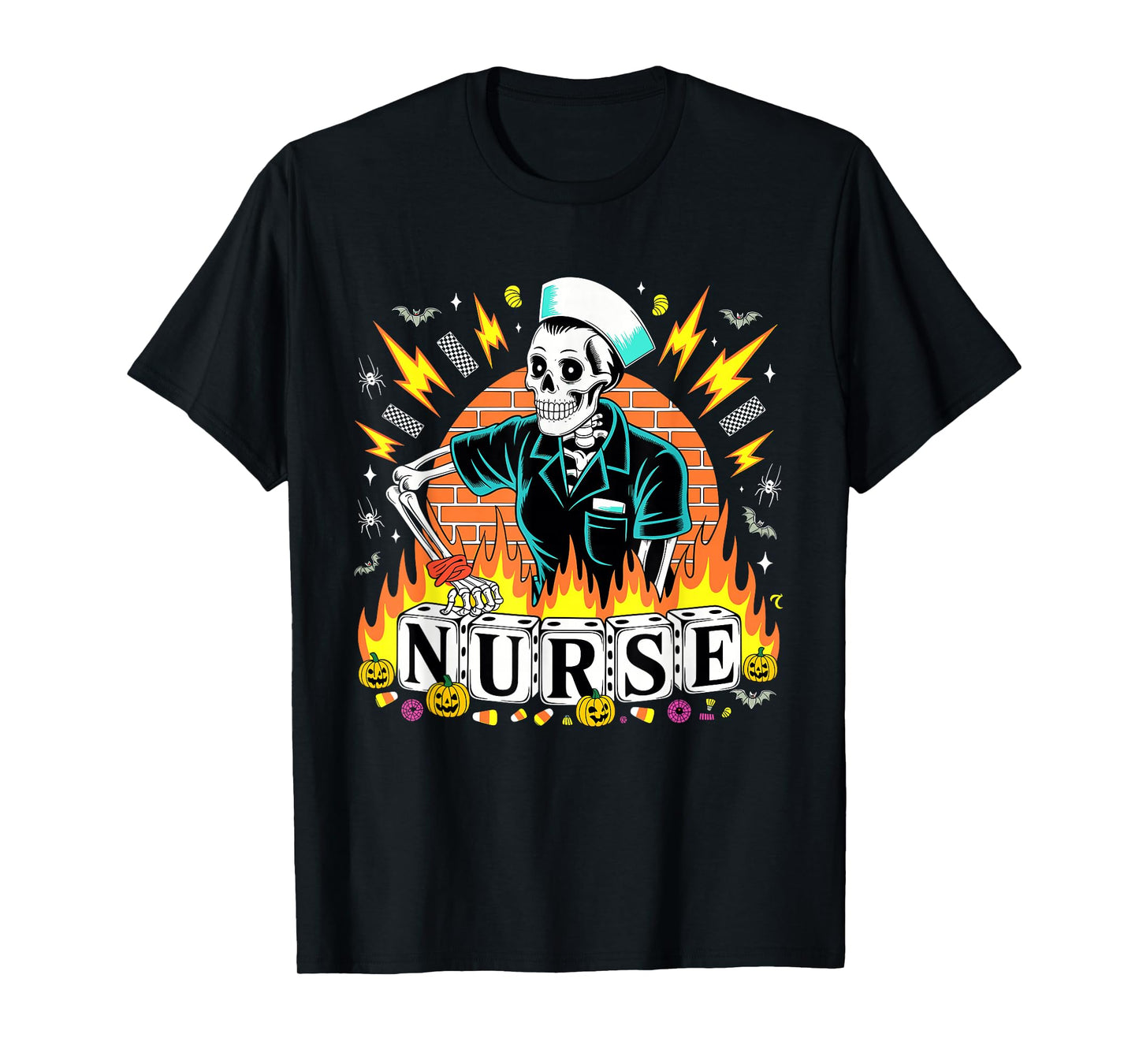 Halloween Skeleton ER Nurse Funny Nursing Student Spooky RN T-Shirt