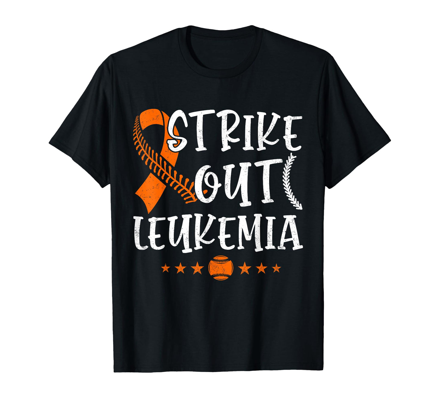 Strike Out Leukemia Awareness Month Baseball Orange Ribbon T-Shirt