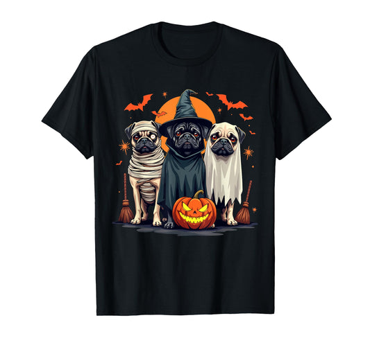 Pug Halloween Costume Mummy Witch Ghost Dog Lover T-Shirt