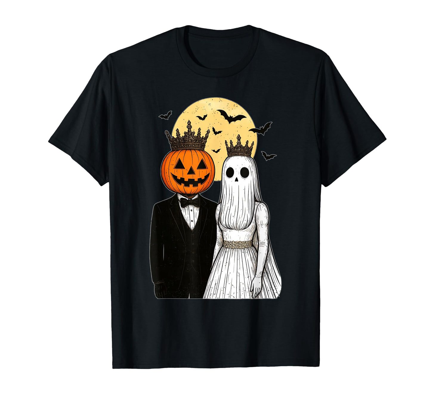 King and Queen Pumpkin Ghost Halloween Couple Spooky Season T-Shirt