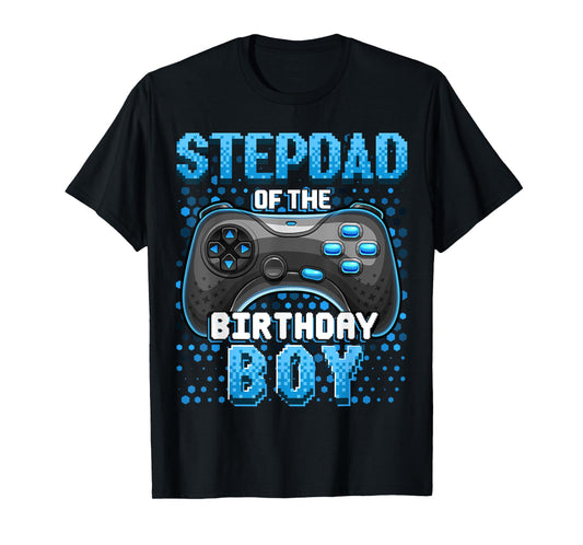 Stepdad of the Birthday Boy Matching Family Video Game Party T-Shirt