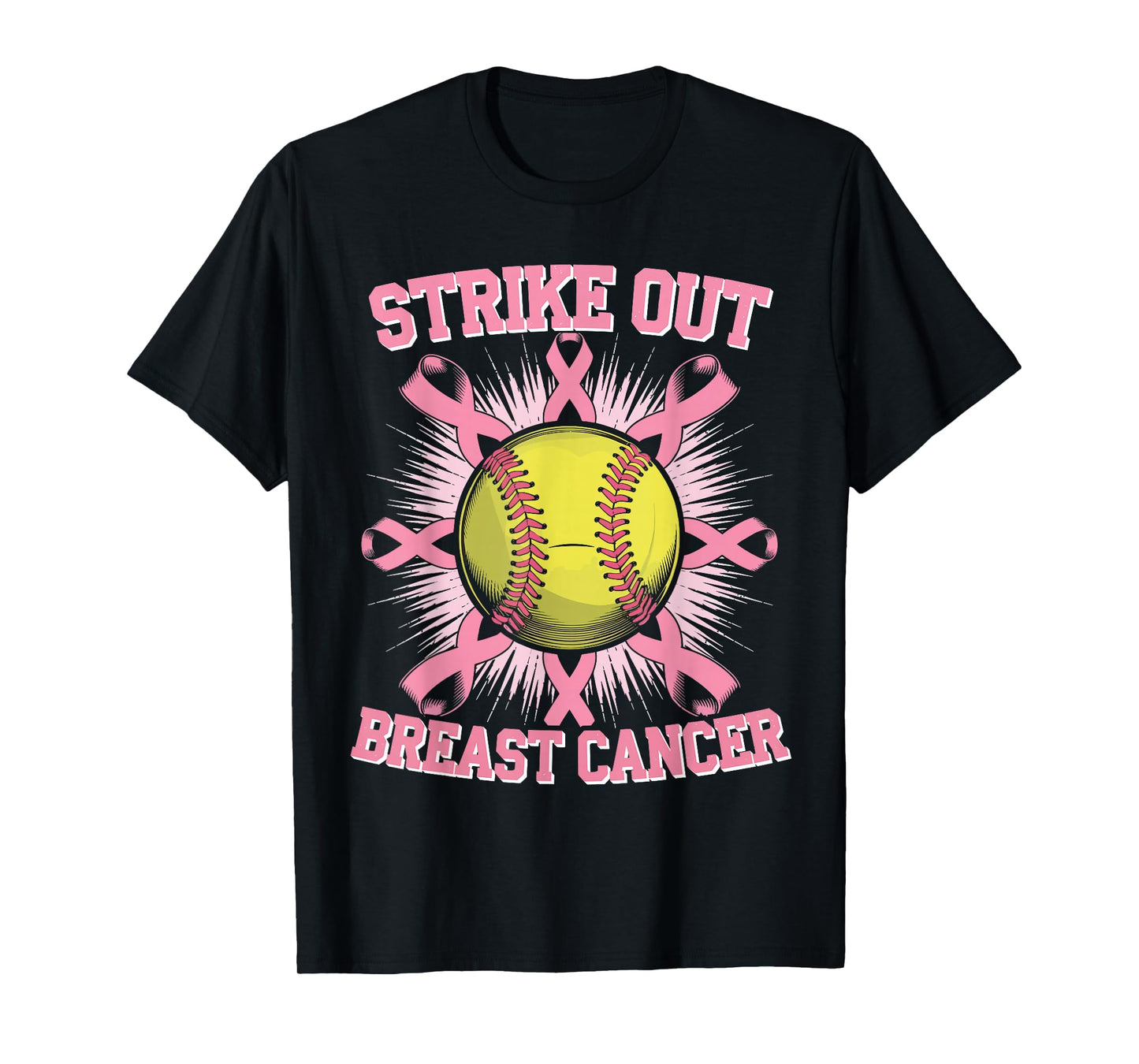 Strike Out Breast Cancer Softball Fight Awareness Men Womens T-Shirt
