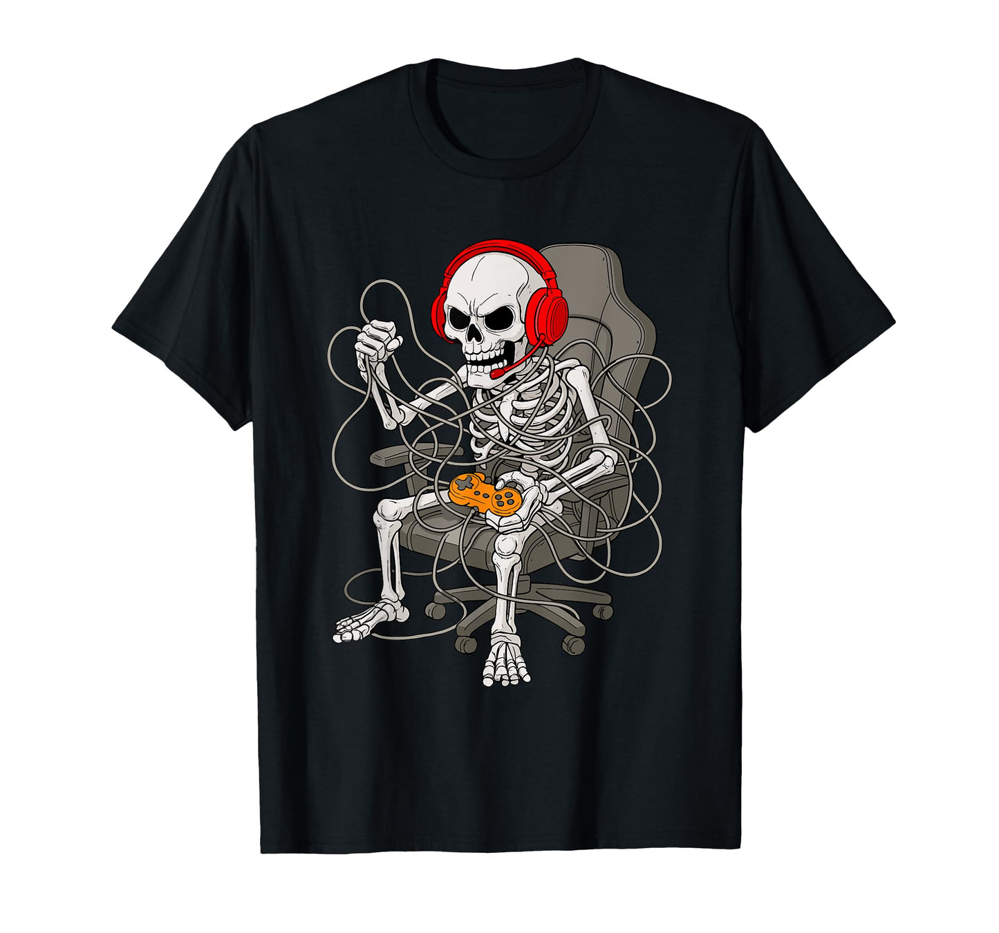 Halloween Skeleton Gamer Video Gaming Funny Skeleton Gaming T-Shirt