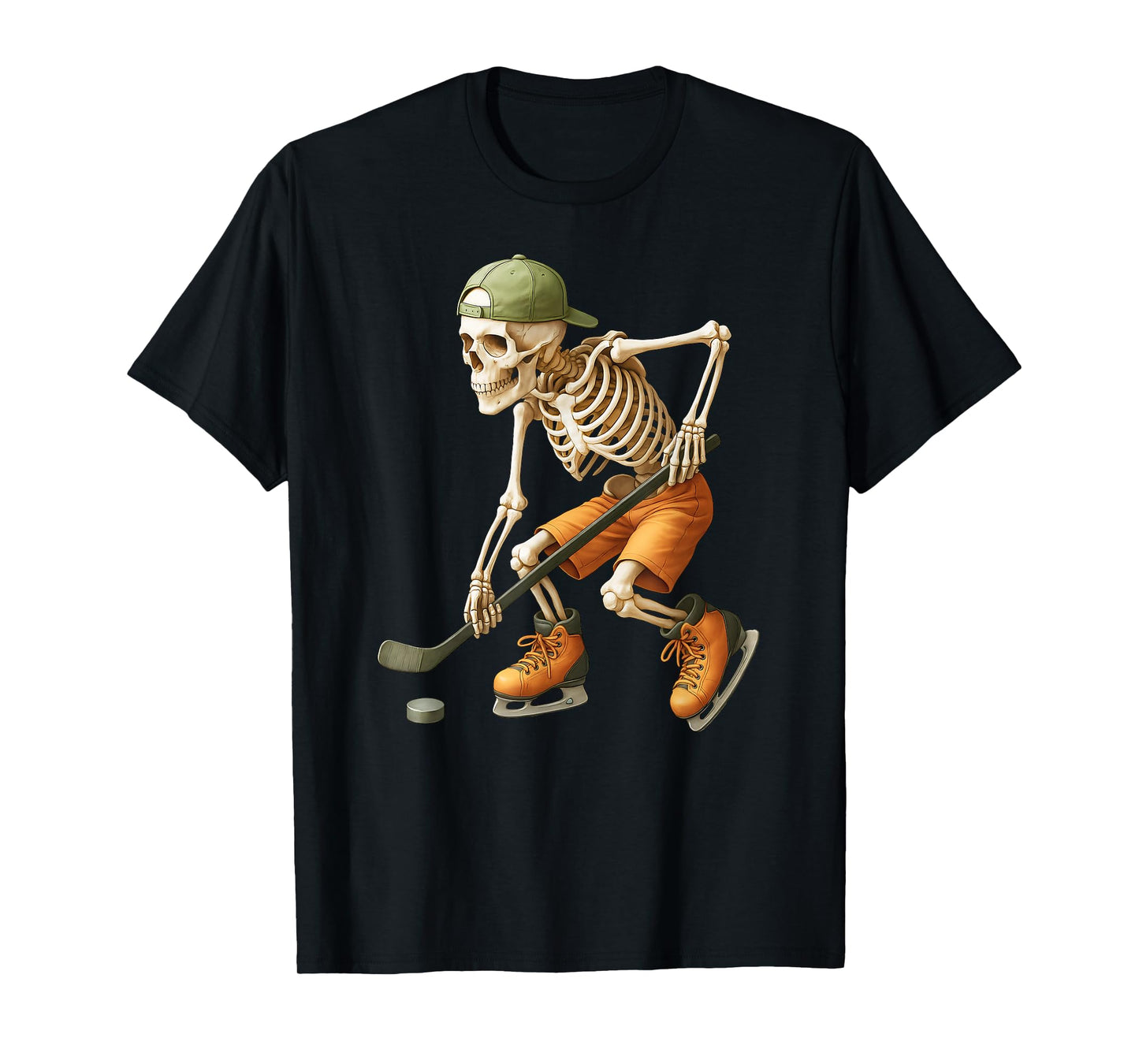 Skeleton Ice Hockey Halloween Costume Funny T-Shirt