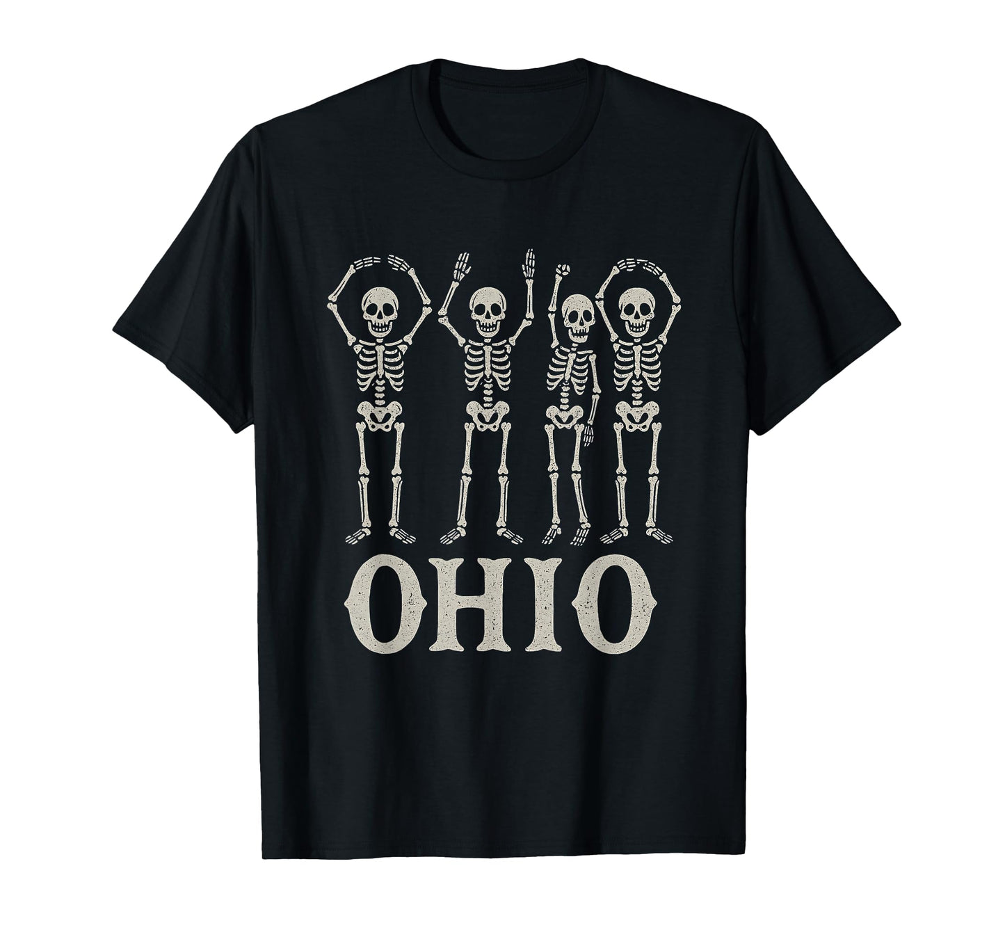 Funny O-H-I-O State Skeleton Ohio Halloween Vintage Vibe Fun T-Shirt
