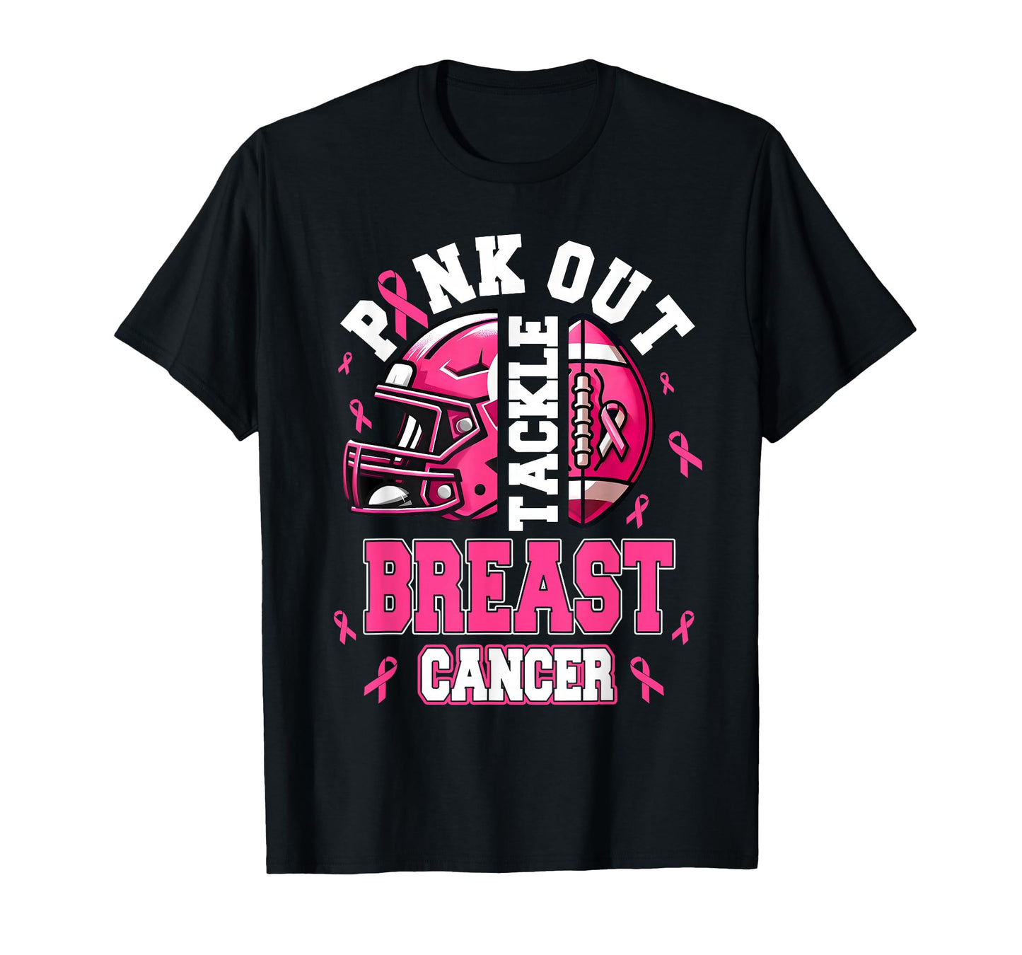 Pink Out Tackle Breast Cancer Awareness American Football T-Shirt