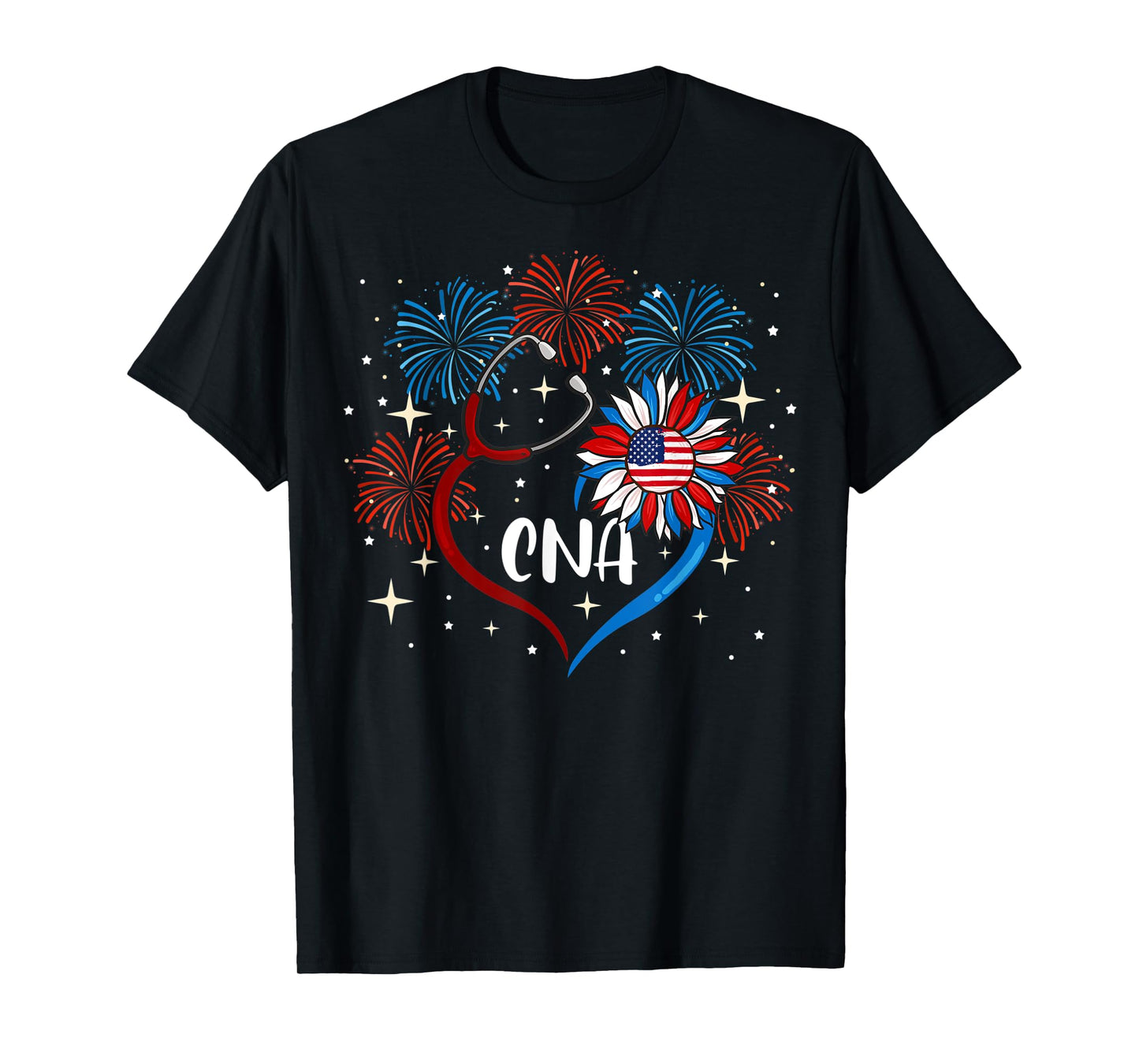 All American CNA Life American Flag Sunflower 4th Of July T-Shirt for Women Kids Men