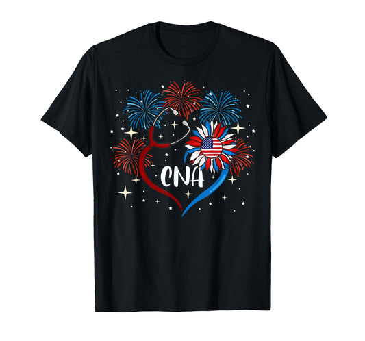 All American CNA Life American Flag Sunflower 4th Of July T-Shirt for Women Kids Men