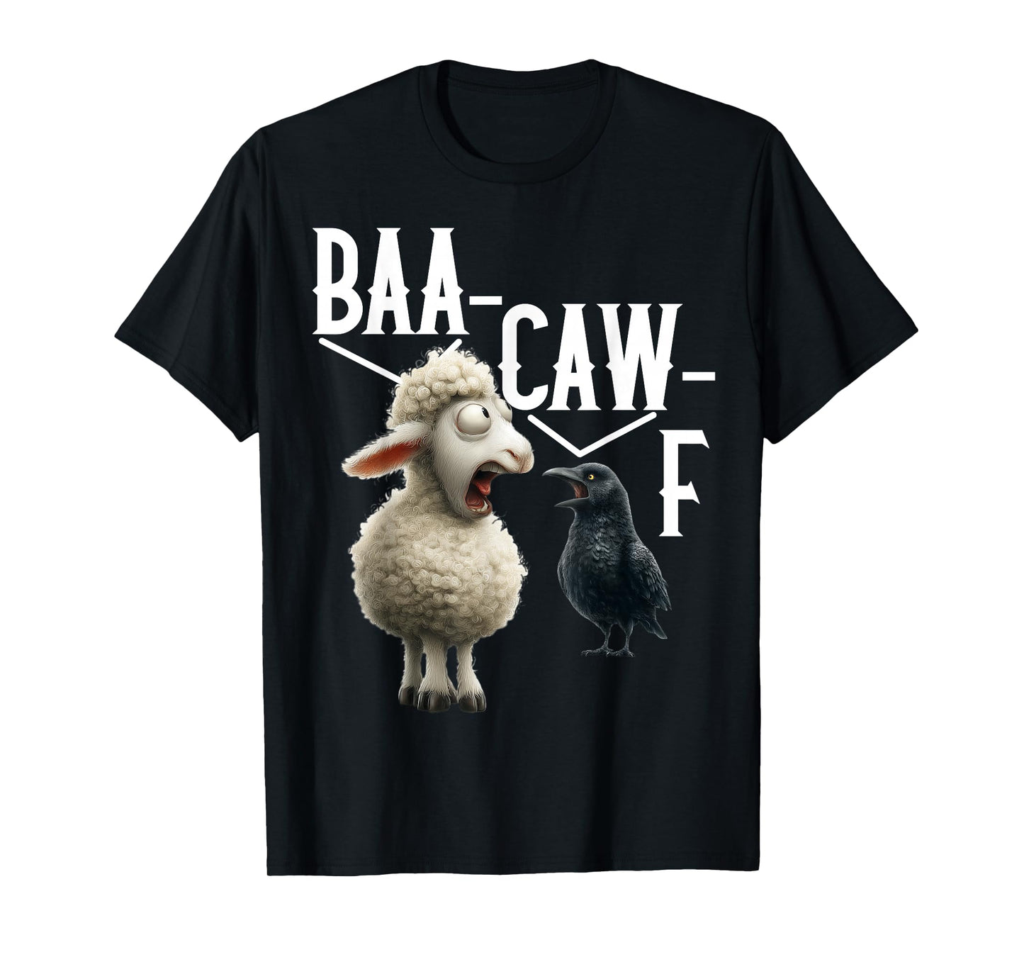 Animal Sound Pun Shirt – Baa Caw = Back Off Crow & Sheep Tee T-Shirt