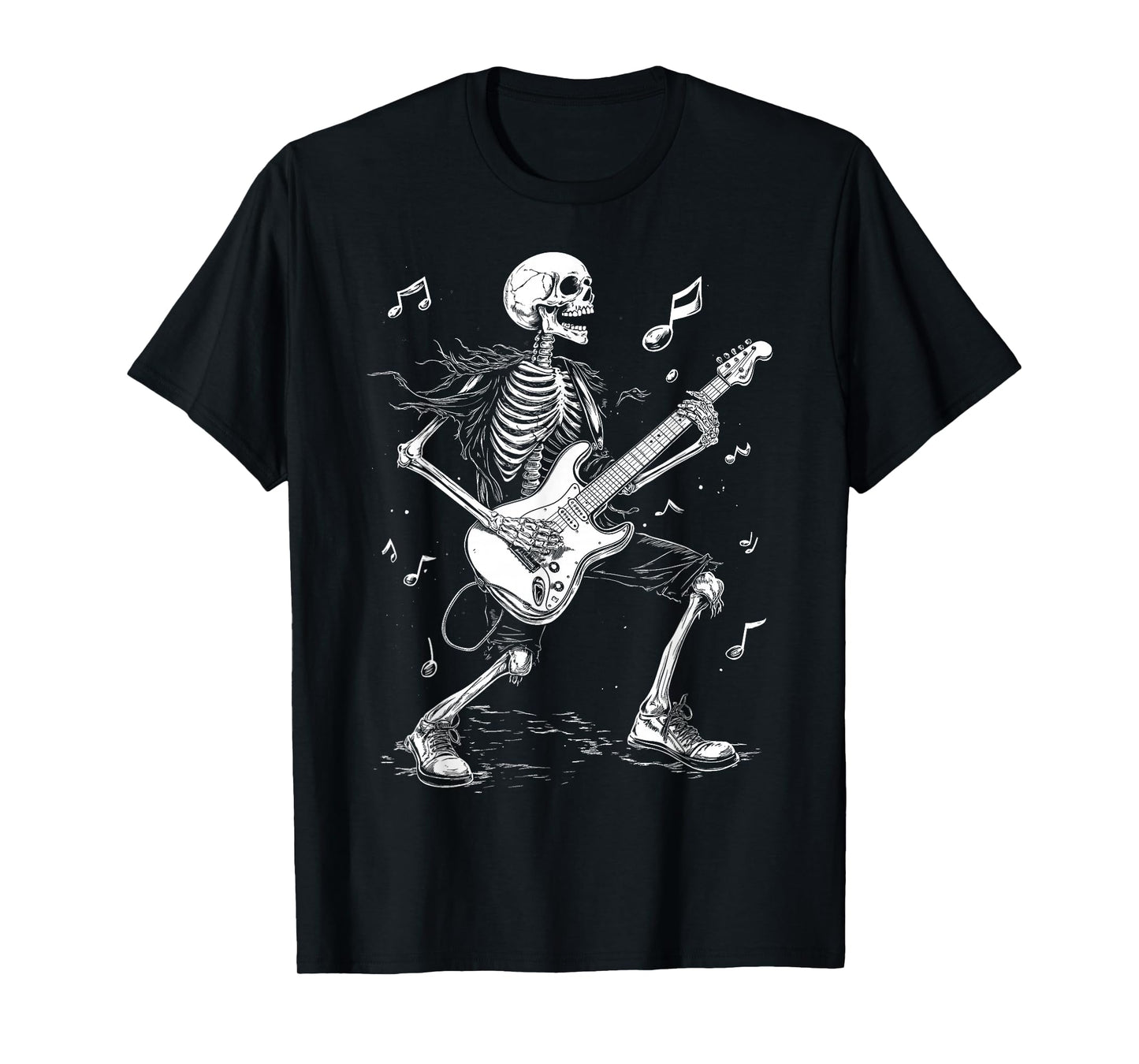 Skeleton Electric Guitar Player Music Rock Band T-Shirt