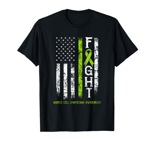 Mantle Cell Lymphoma Warrior US Flag T-Shirt