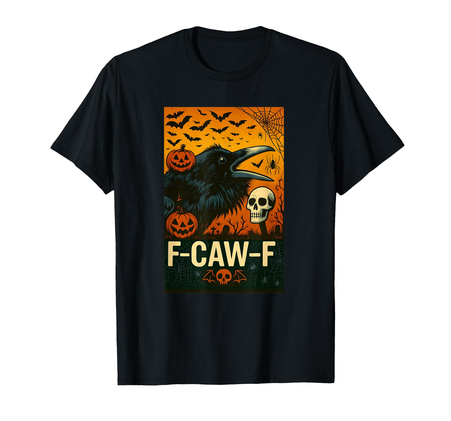Funny Black Crow Bird with F-Caw-F Saying, Halloween Style T-Shirt