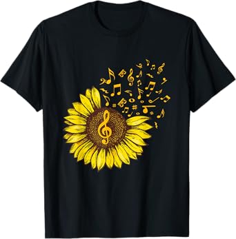 Sunflower Music Note Music Lovers T-Shirt