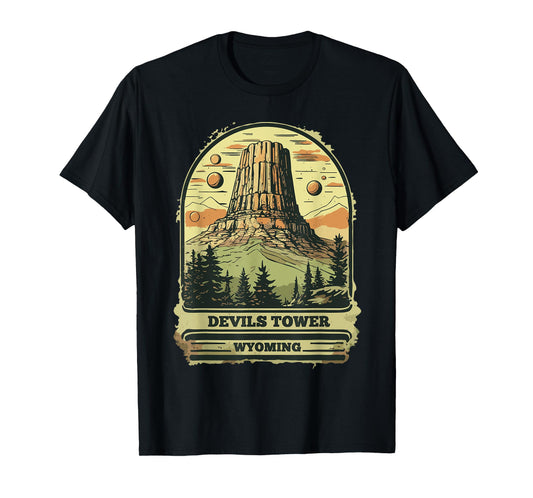 Devils Tower National Monument Wyoming Vintage Retro Travel T-Shirt