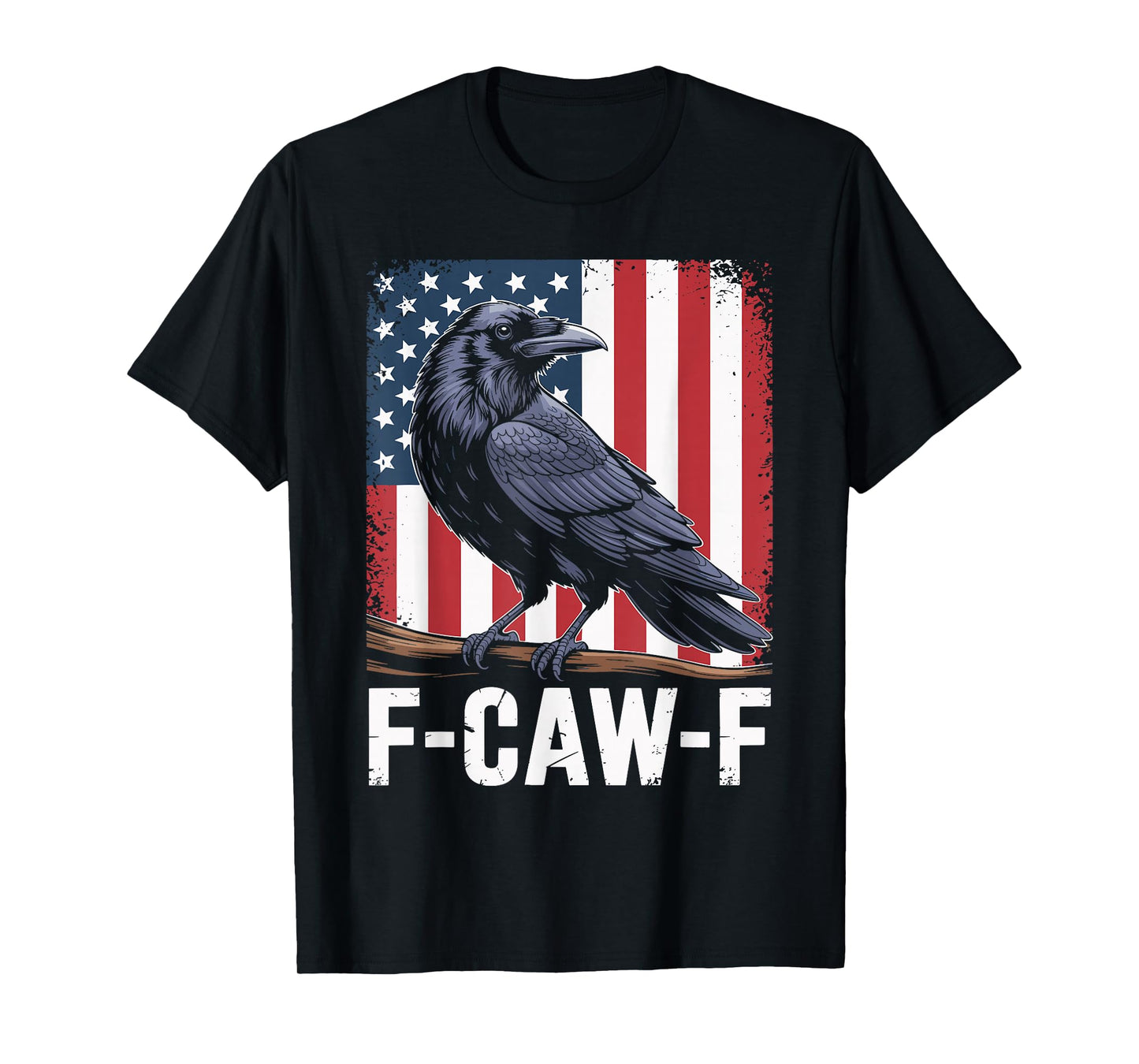 F Caw F Black Crow Black Bird Retro USA Flag Vintage T-Shirt