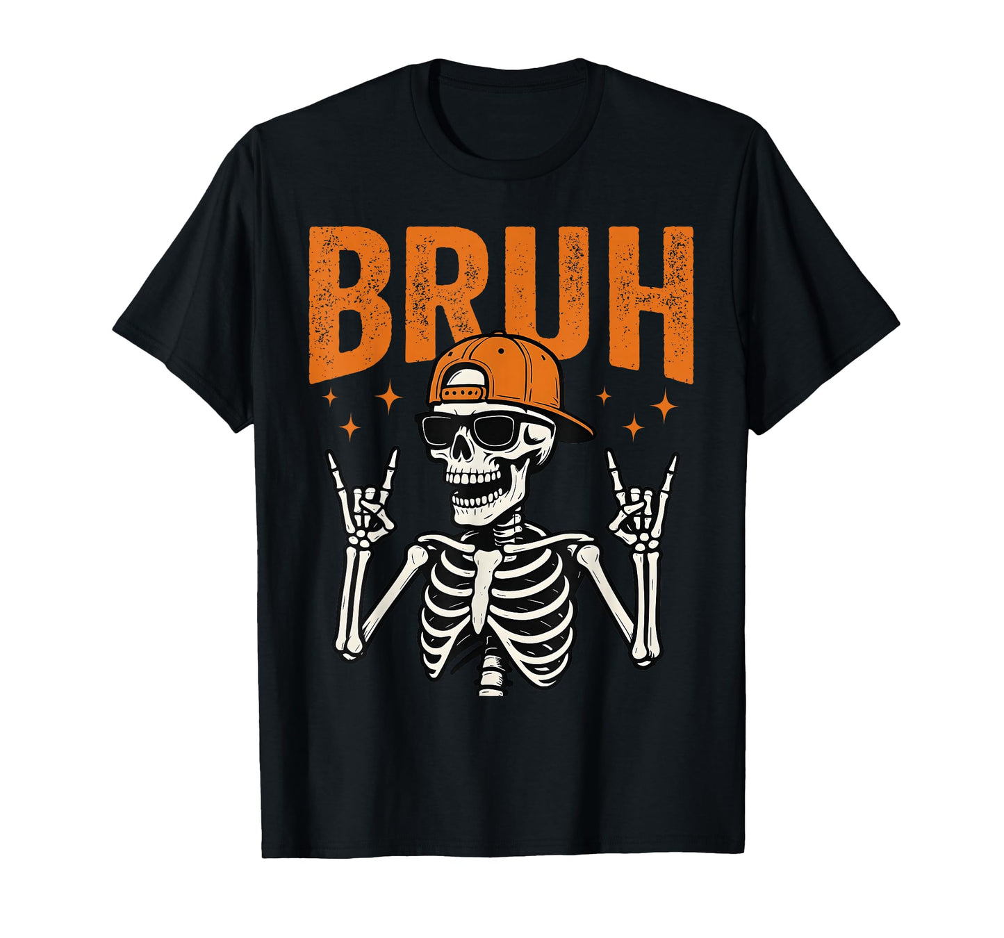 Bruh Punk Rock Skeleton Cool Rocker Halloween Men Teens Kids T-Shirt