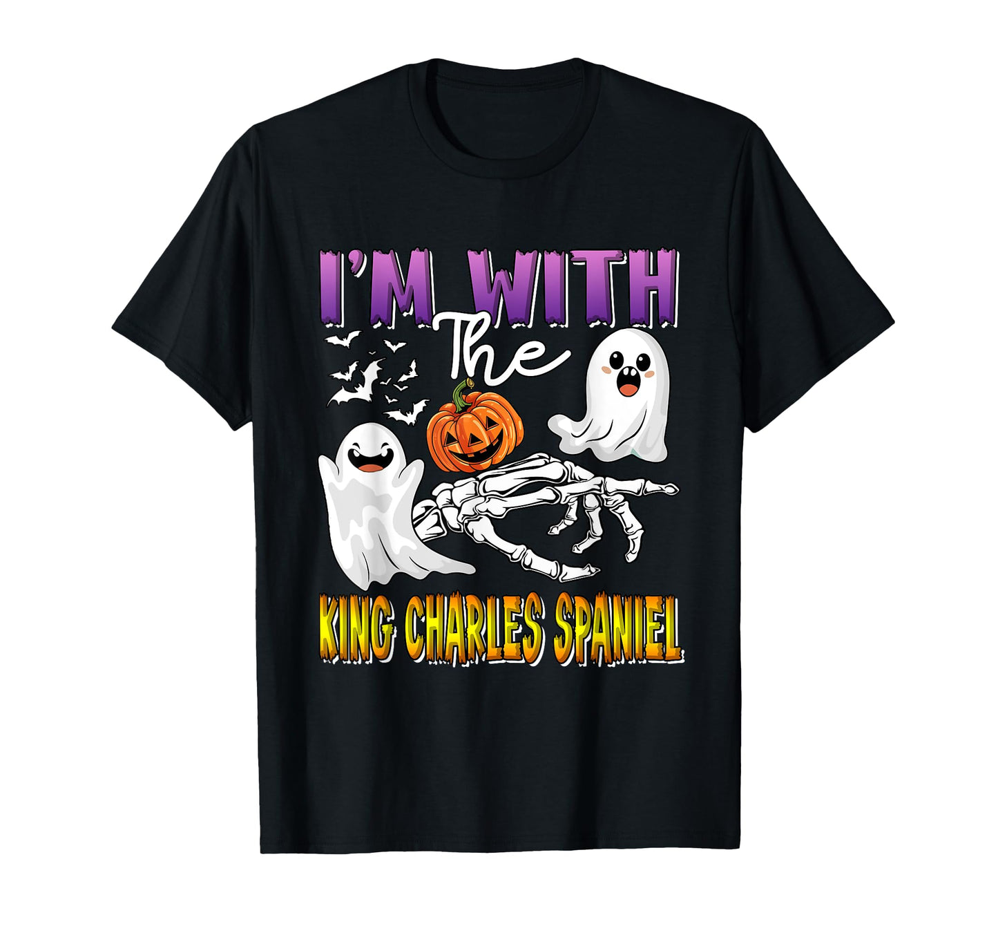 I'm with King Charles Spaniel Halloween Boo Funny Single T-Shirt