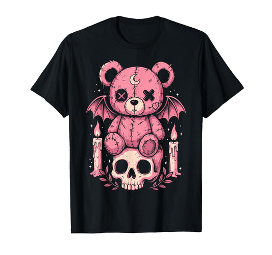Creepy Cute Teddy Bear Pastel Goth Skeleton Horror Lover T-Shirt