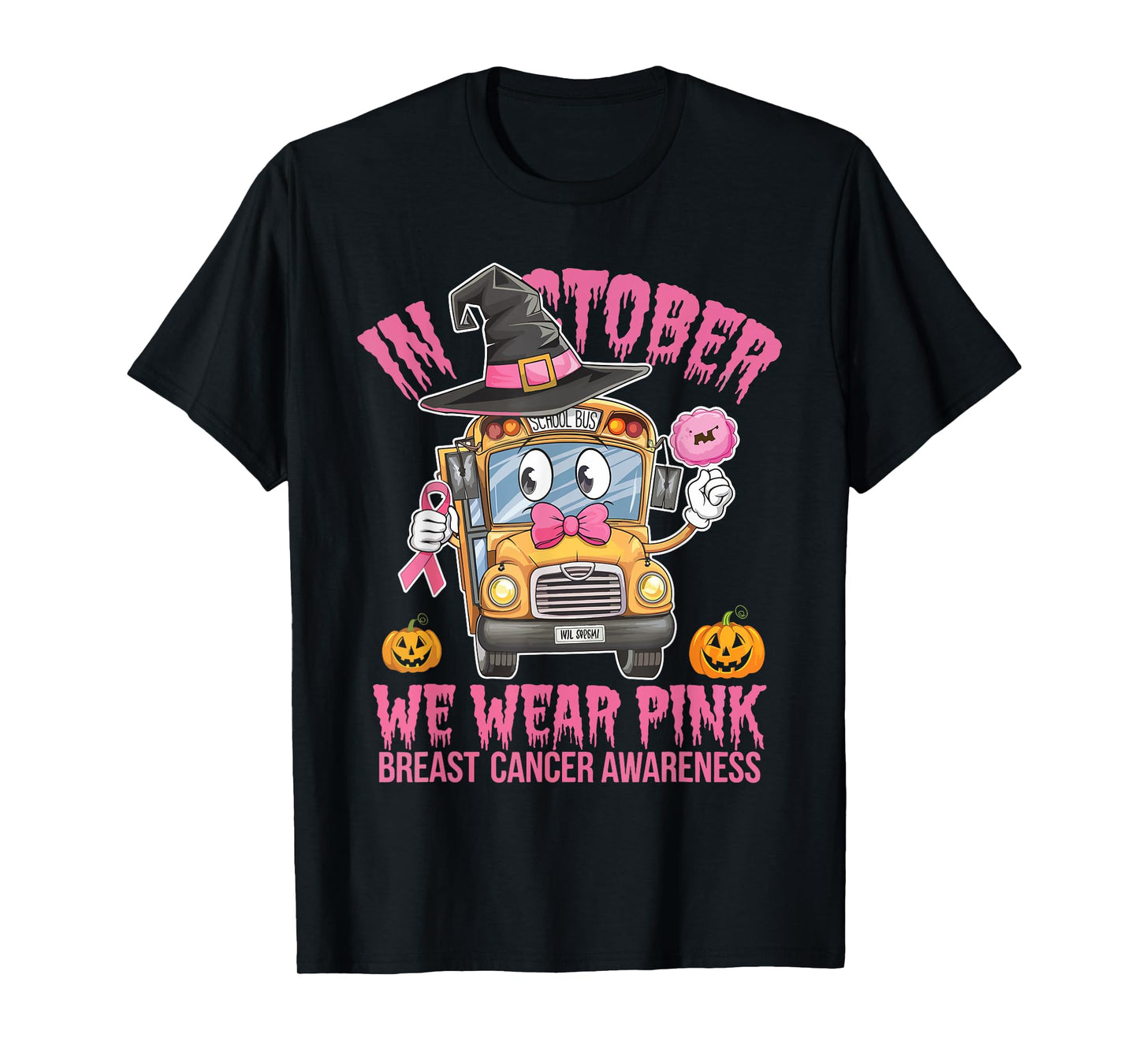 In October We Wear Pink School Bus T-Shirt
