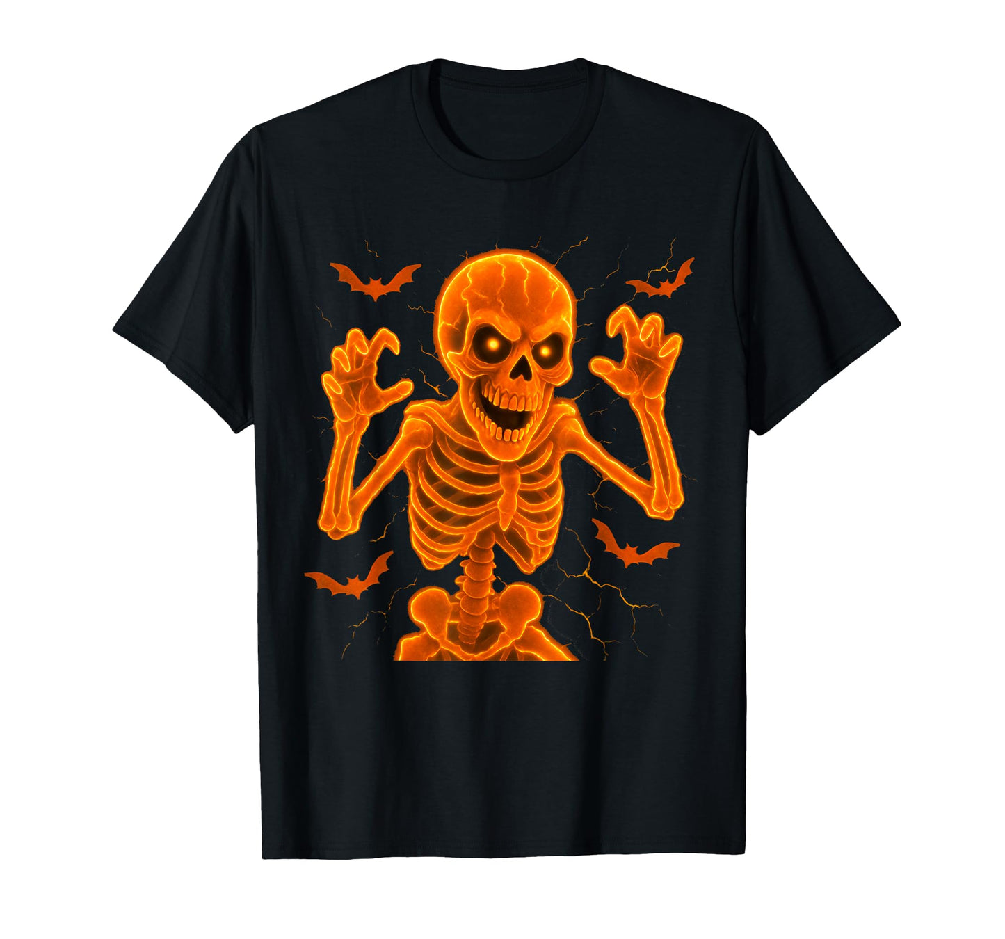 Skeleton Halloween Bats Funny Scary Spooky T-Shirt