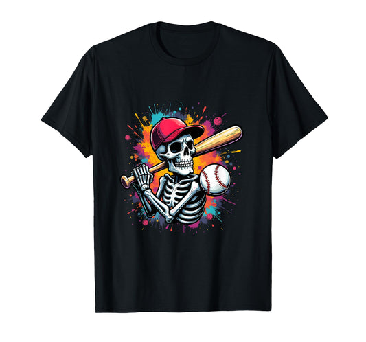 Cool Skeleton Baseball Player Graphic Sports Gift T-Shirt