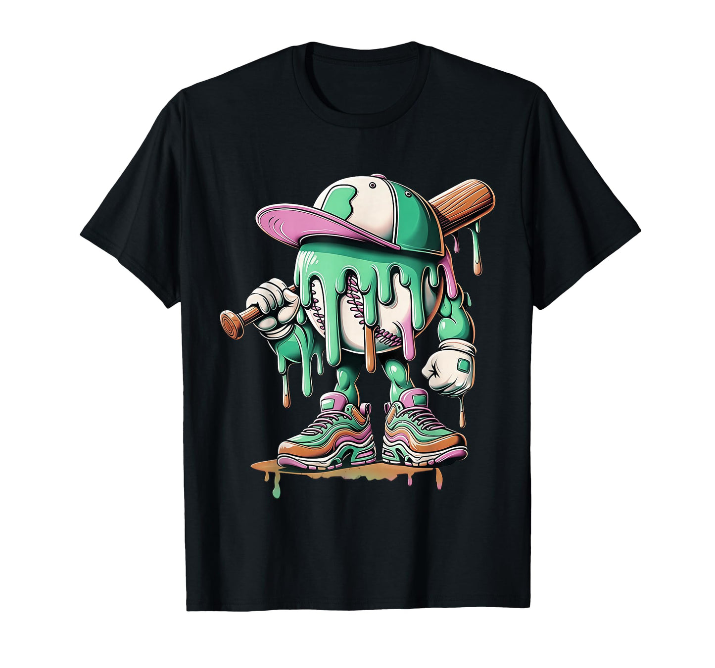 Baseball Drip for Boys Ice Cream Drip Baseball T-Shirt