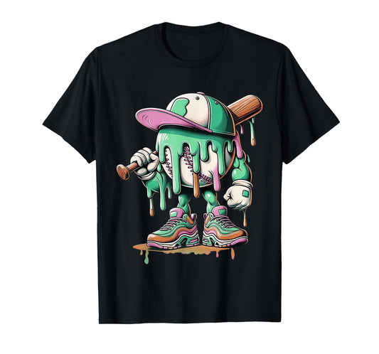 Baseball Drip for Boys Ice Cream Drip Baseball T-Shirt