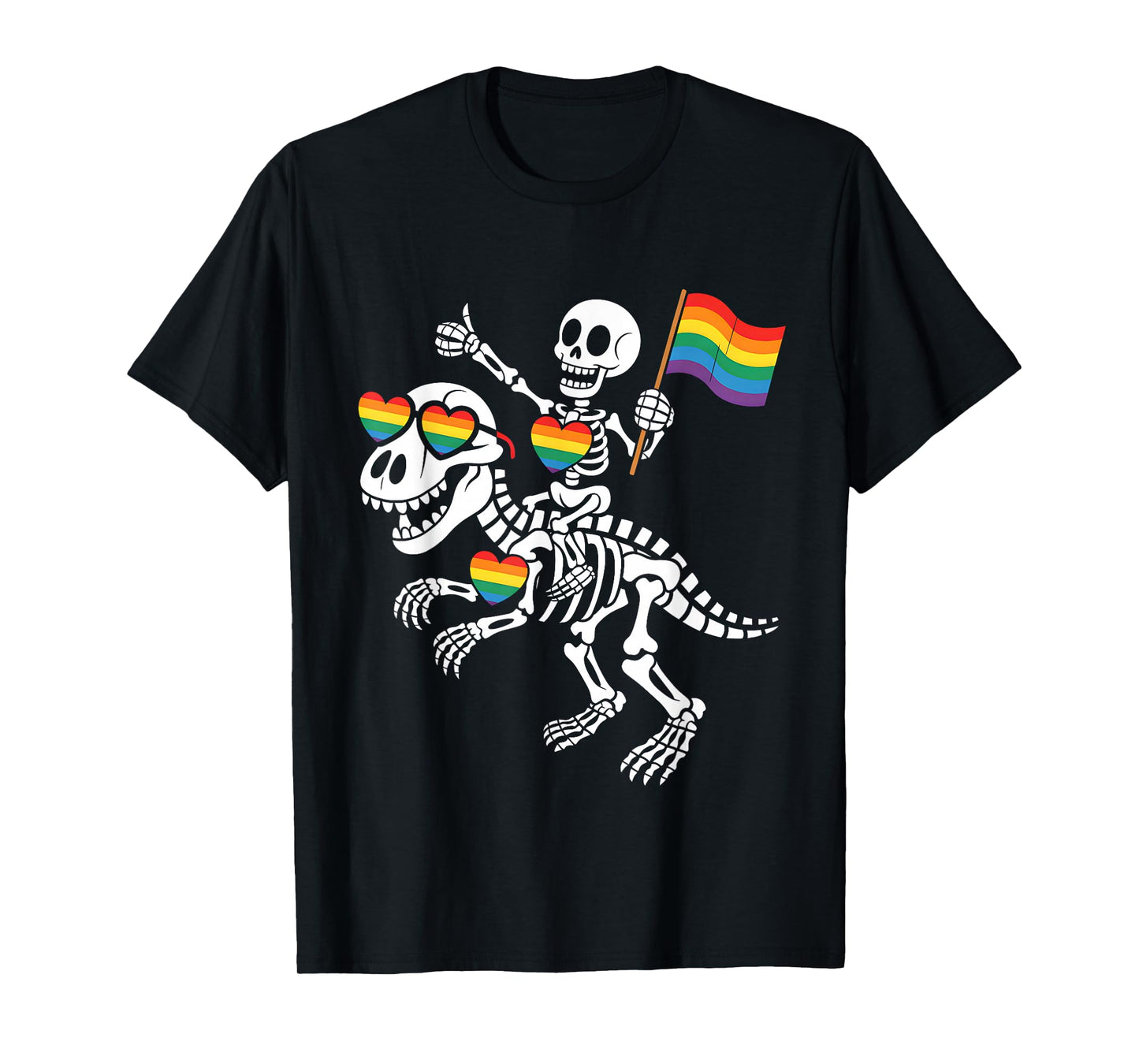 Halloween Homosexual Rainbow Dinosaur Skeleton Gay Pride T-Shirt