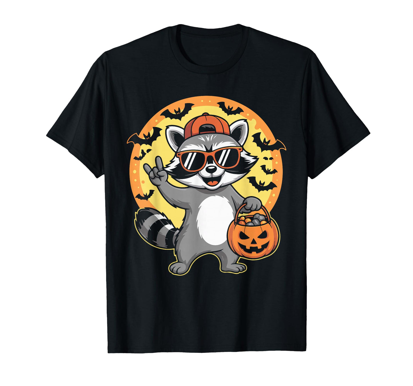 Halloween Raccoon Rock Music Costume Men Women Kids Funny T-Shirt