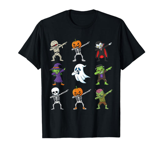 Dabbing Halloween Costumes Skeleton Zombie Pumpkin Mummy T-Shirt