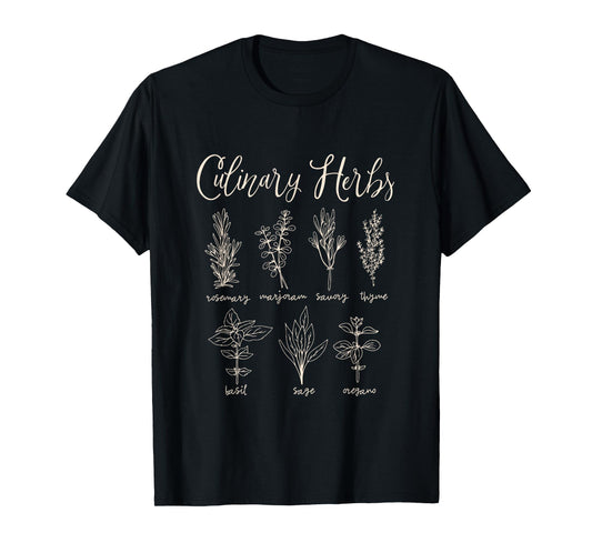 Culinary Herbs Outline Herbal Collection Design T-Shirt