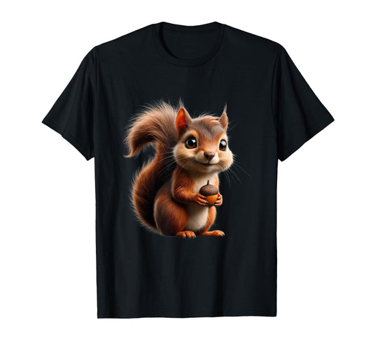 Cute Squirrel Holding Acorn - Squirrel Lover T-Shirt