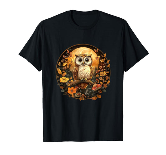 Cute Cottagecore Floral Owl Aesthetic Girls Women Graphic T-Shirt