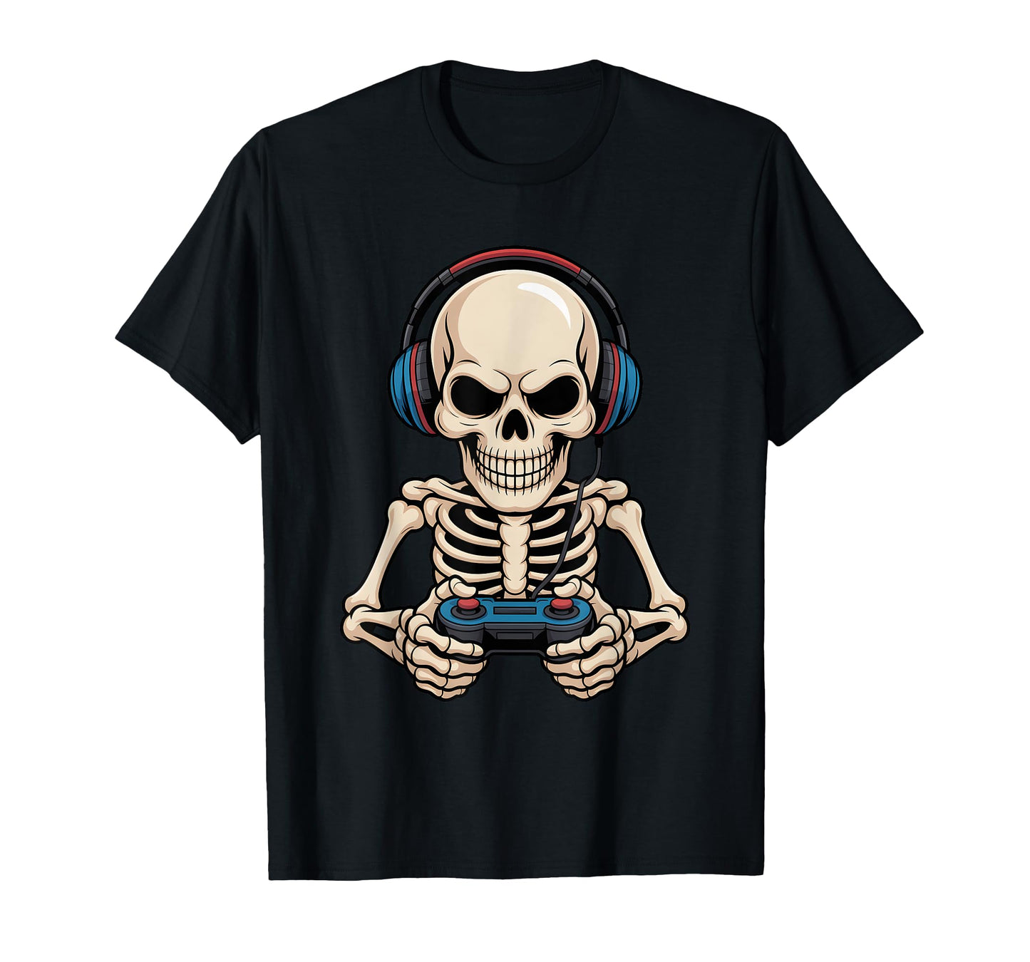 Skeleton Gamer Headphone Funny Halloween Gaming Boys Kids T-Shirt