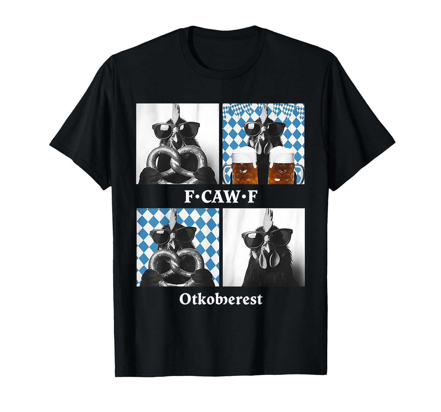 Rooster Chicken Oktoberfest Sunglasses Photobooth Selfie T-Shirt