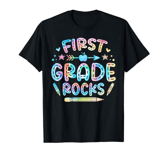 1st Grade Rocks First Grade Back To School Teacher Tie Dye T-Shirt for Men Women Kids