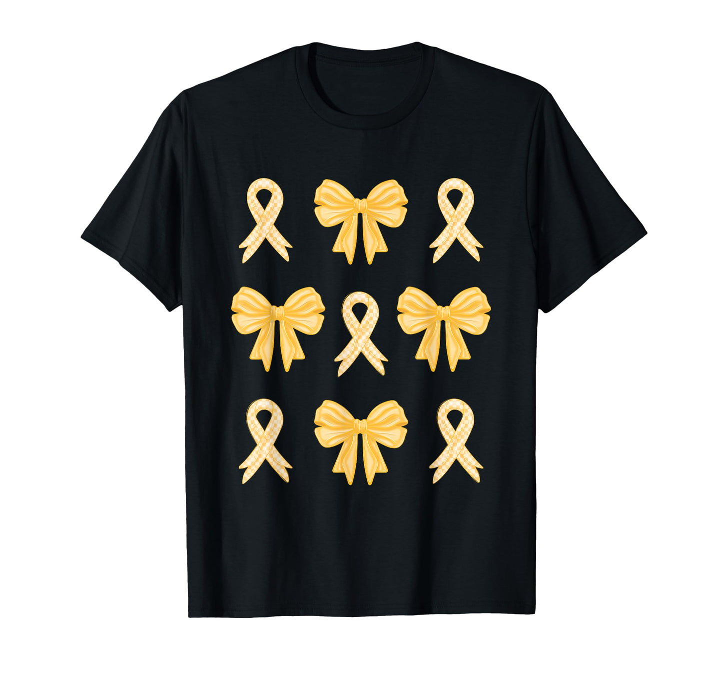 Childhood Cancer Awareness Yellow Ribbons Bow for Girls Boys T-Shirt