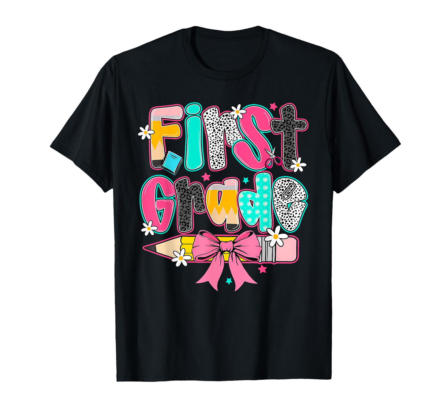 First Grade Coquette Bow Pencil First Day Back To School T-Shirt