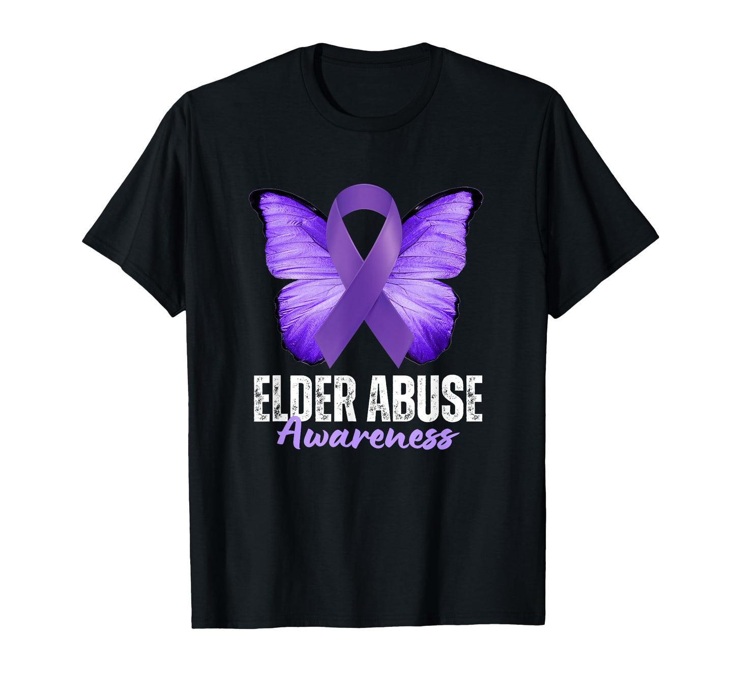 Elder Abuse Awareness Month Purple Butterfly Ribbon T-Shirt