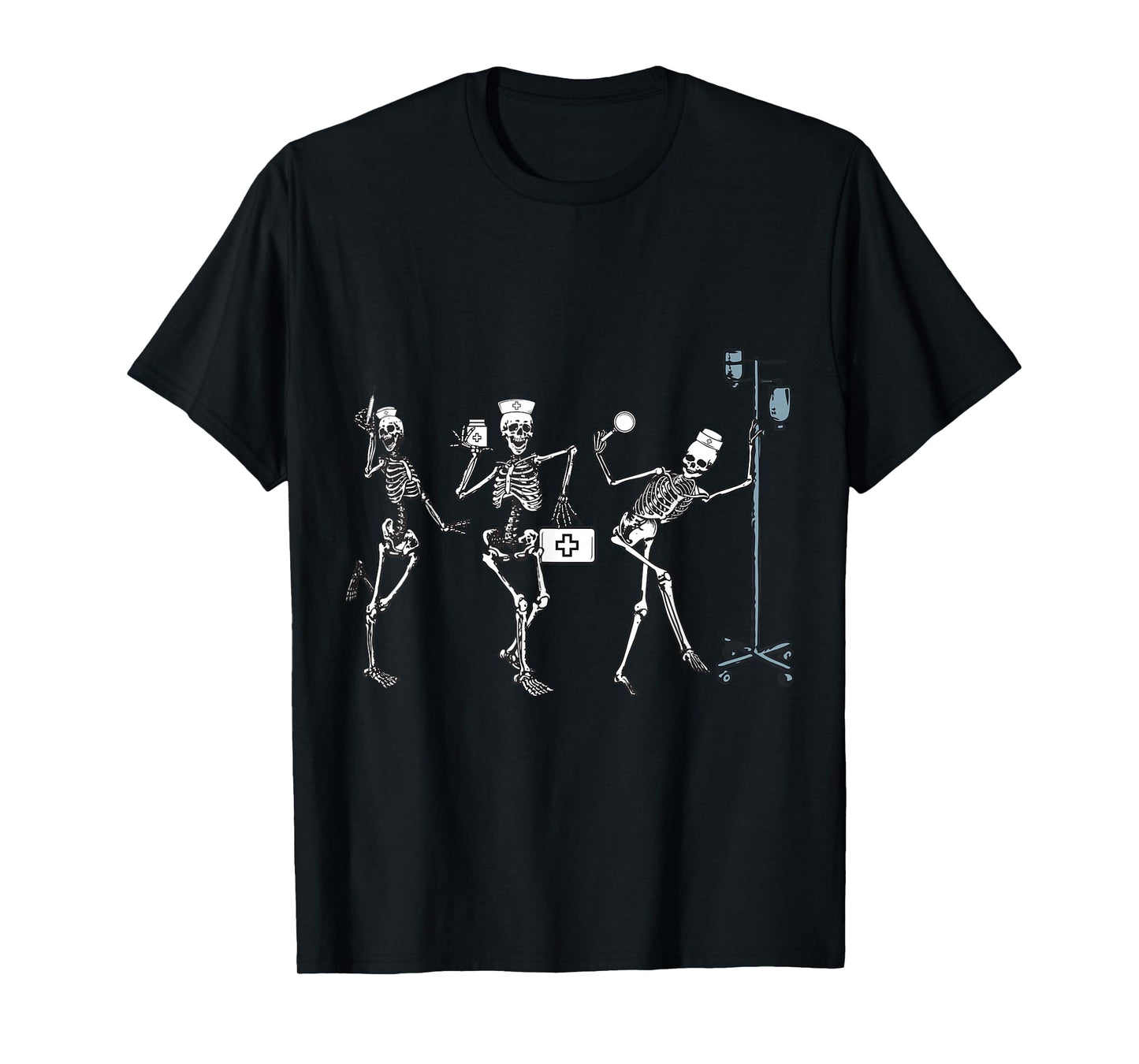 Halloween Skeleton Nurse Spooky Season Healthcare Dancing T-Shirt