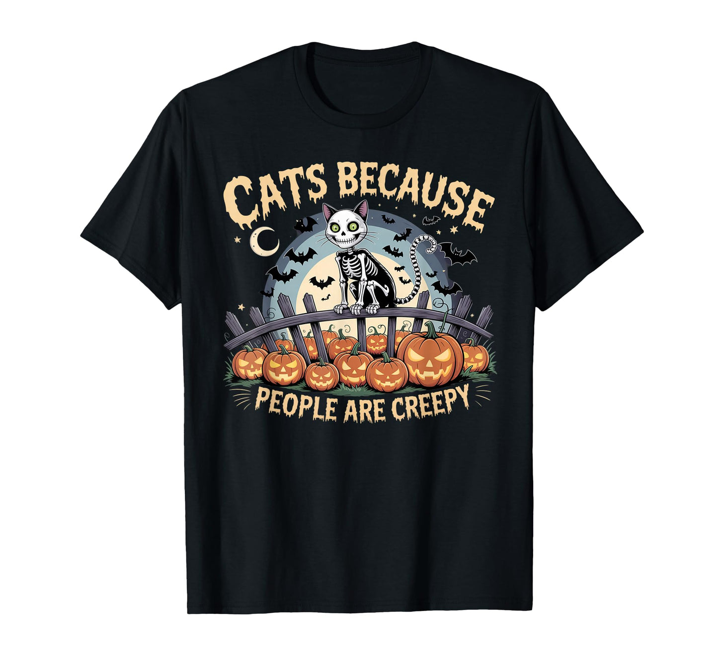 Cats Because People are Creepy Ghost Halloween Cat Mom Kids T-Shirt