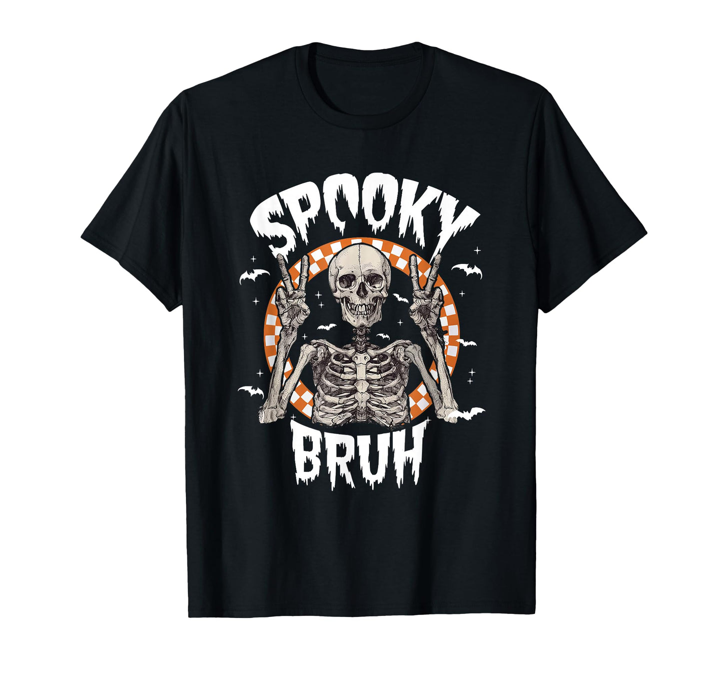 Spooky Skeleton Bruh Halloween Funny Retro Design T-Shirt