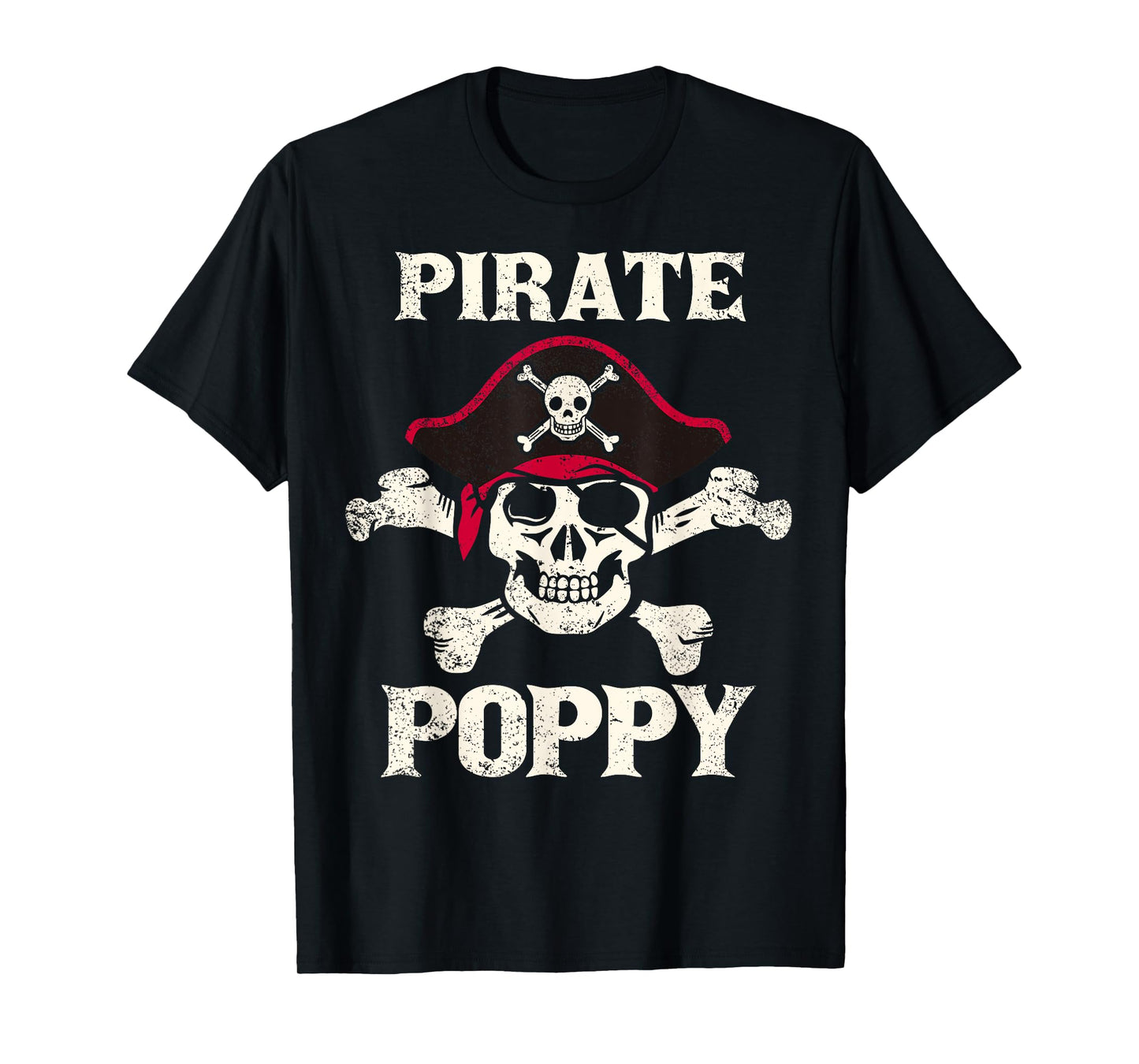 Pirate Poppy Skeleton Captain Funny Skull Pirate Poppy T-Shirt