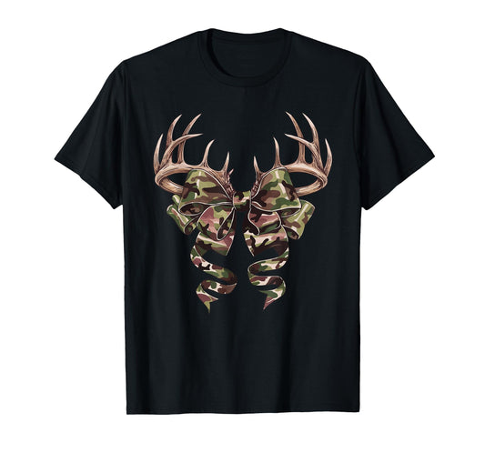Coquette Camo Bow Camouflage Antlers Hunting Duck Women Girl T-Shirt