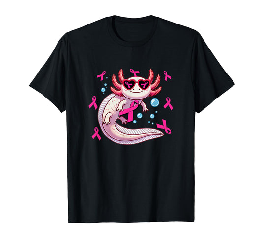 Axolotl Breast Cancer Awareness Pink Ribbons Women Lover T-Shirt