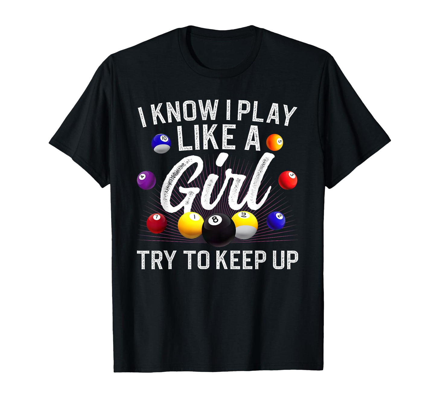 Funny Billiards Design For Women Girls Pool Billiard Player T-Shirt