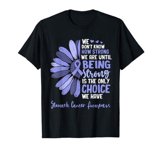 Positivity Stomach Cancer Awareness Ribbon Periwinkle Blue T-Shirt