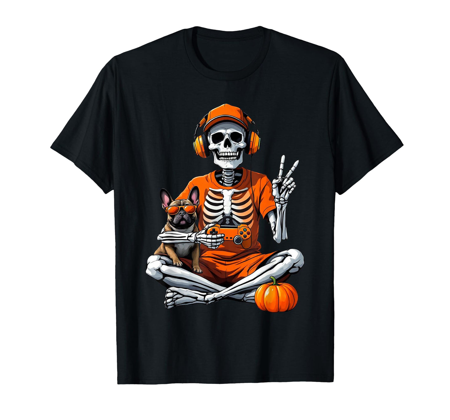 Halloween Skeleton Gamer Video Gaming Boys Men Kids Tees T-Shirt
